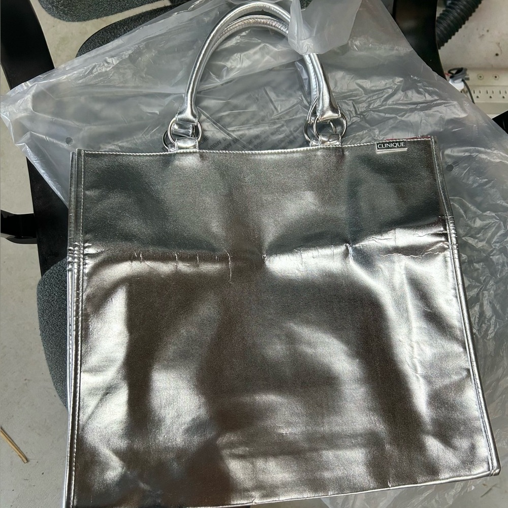 Clinique Silver Tote Bag Elegant and Versatile